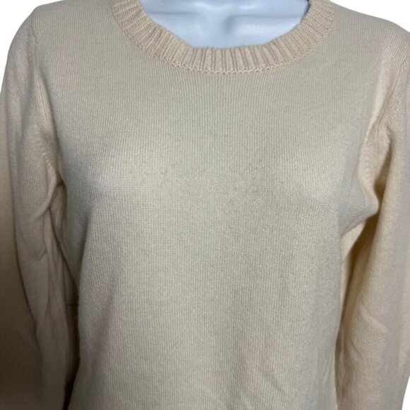 Burberry womens 100% cashmere sweater cable knit cuffs cream size small - Picture 2 of 8